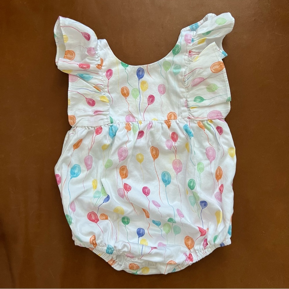 Baby Balloon Print Romper - White Multicolor